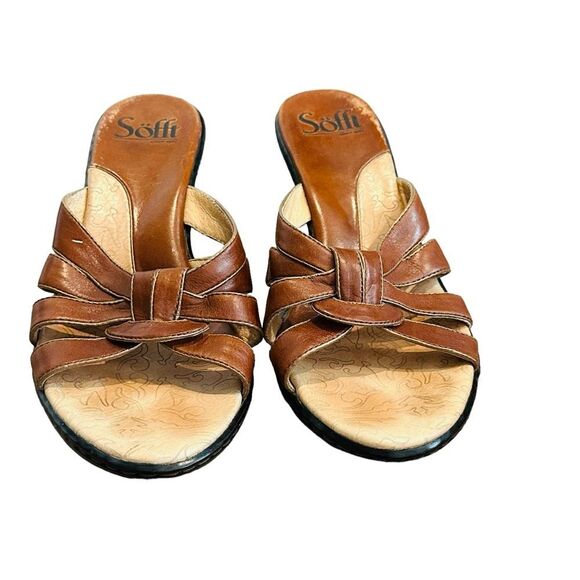 Sofft Tan Leather Strappy Heels - Size 8 - Picture 2 of 13